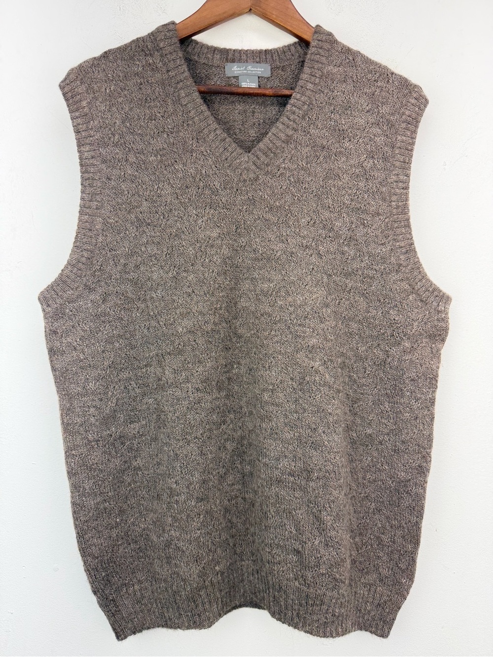Daniel Cremieux Sz Large Men’s Beige Gray Greige 100% Alpaca V-neck Sweater Vest